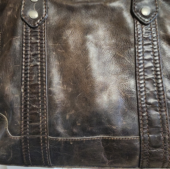 Frye Melissa tote bag in dark brown leather. - Picture 6 of 12